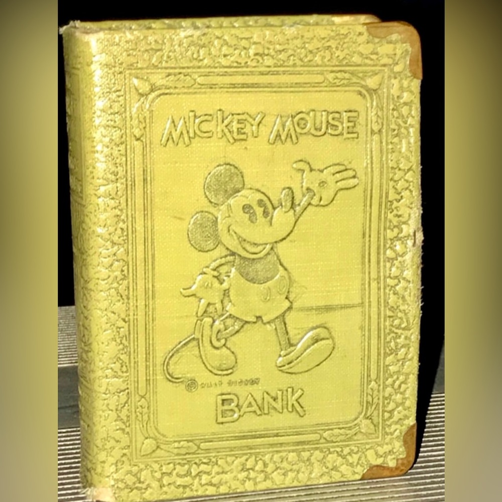 Vintage 1930s Antique Zell Thrift Book Walt Disney MICKEY MOUSE Book Coin Bank